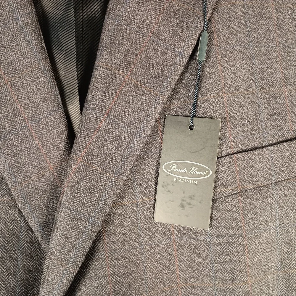 NEW Pronto Uomo Platinum 46S Blue Herringbone With Red & Blue Windowpane Blazer‎